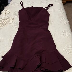 Elegant Plum Spaghetti Strap Mini Dress